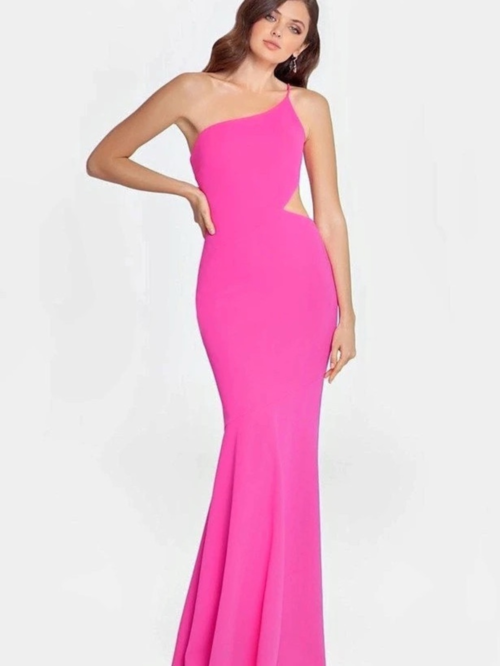 Betsy & Adam One-Shoulder Side-Cutout Gown Pink Maxi Dress Size 0